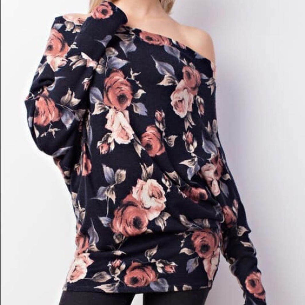 Floral wide neck Top